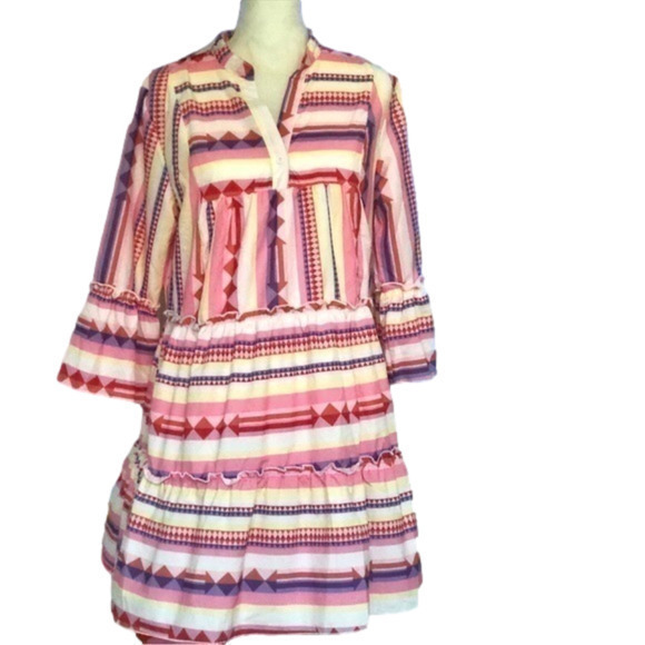 Made with love Dresses & Skirts - NWT Made with love ❤️ Vibrant Colorful Full Sleeve Dress Size L